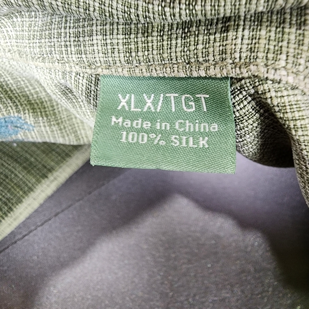 Tommy Bahama Silk Hawaiian Shirt Hibiscus Flower Damask  Avocado Green XLX - Picture 3 of 16